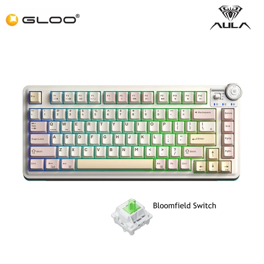 AULA AU75 Multi Mode Mechanical Keyboard with Bloomfield Switch (AU75-Cold Brew Milk Tea)