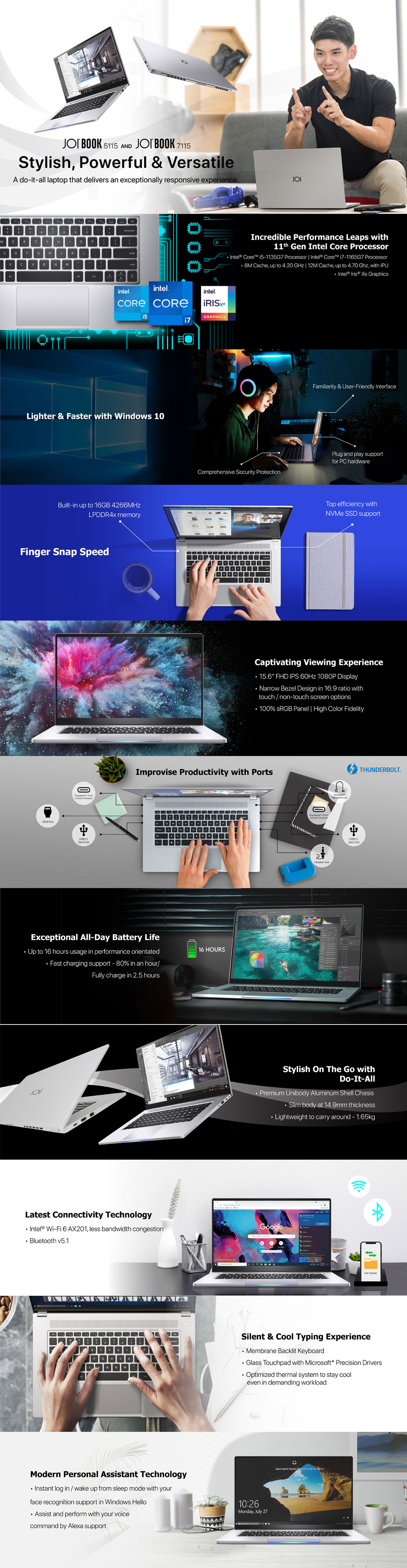 JOI Book 7115 EVO Laptop (i7-1165G7 SSD,16GB,Intel